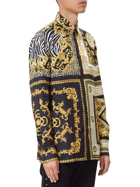 versace fantasia print silk men's designer shirt|Versace men's designer shirts.